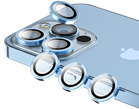 Phoneaura [[6 Stück Für Apple iPhone 13 Pro und iPhone 13 Pro Max Kameraschutz Glas Kameraglas Linsenschutz Objektivglas Aluminium Linse mit Schutzfolie