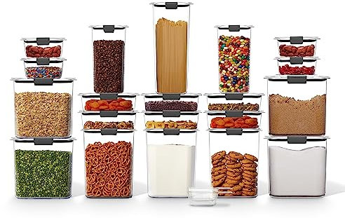 Rubbermaid Brilliance BPA-Free Airtight Food Storage Containers with Lids Set of 20 with Scoops Perfect for Kitchen and Pantry Organization