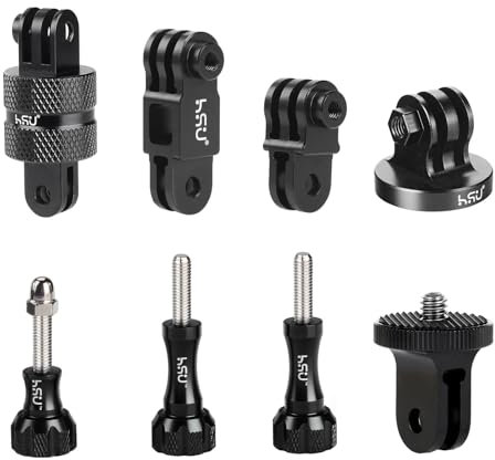 HSU Aluminum Camera Mount Kit for GoPro, Extension Arms for Hero 13/12/11/10/9/8/7/6/5/4/3, Camera Adapter for Insta 360 Cameras and Osmo Action