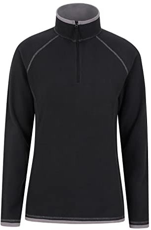 Mountain Warehouse Montana Fleecejacke für Damen aus Microfleece - Atmungsaktiver Fleece-Pullover für Damen, schnelltrocknend, warme Fleecejacke, Half-Zip - Outdoor Schwarz Damengröße EU 36