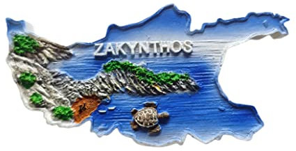 Zakynthos Greece 3D Map Fridge Magnet Souvenir Gift,Resin Handmade Zakynthos Refrigerator Magnet Home & Kitchen Decoration Collection