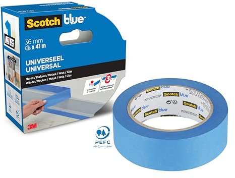 ScotchBlue Premium Malerkrepp Universal, 36 mm x 41 m - Scotch Klebeband für Malerarbeiten und Dekoration zum Streichen, Lackieren, Renovieren - Abklebeband/Kreppband - 70% PEFC
