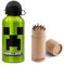 OM SUPPLIES Minecraft Characters Aluminium Sports Bottle 400ml - Holiday, Back to School Water Drinking Kids Lunch Children (Minecraft)
