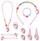 Hifot Einhorn Kinderschmuck Kleine Mädchen Halskette Armband Ring Clip Ohrringe Haar Klammern Einstellen Set, Prinzessin Modeschmuck Party Favors Geschenk zum Anziehen Pretend Play