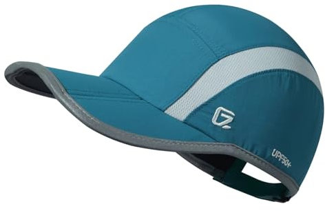 GADIEMKENSD Quick Dry Sports Hat Lightweight Breathable Soft Outdoor Run Cap (Folding Series, Peacock Blue)