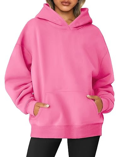 Jhsnjnr Womens Comfy Hooded Sweatshirts Long Sleeve Pullover Sweater Casual Oversized Fleece Hoodie Pink