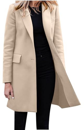 Blazer Femme ÉLéGant à Manches Longues Slim Fit Un Bouton OL Bureau Affaires Veste Chic De Costume Devant Ouvert Long Manteau Cardigan Blouson Jacket