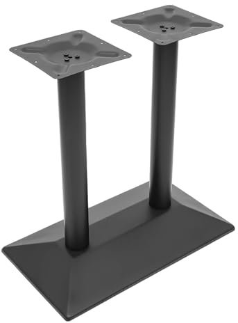 TRIEBAN Cadre de table, patins de table, design industriel, 72 cm, pieds de table avec double pilier, en acier, rectangulaire, plaque de sol, table de bistro, noir