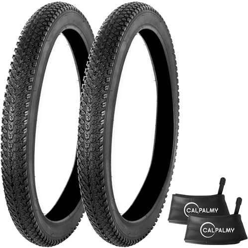 CALPALMY Combo 45,7 cm x 1,95 Zoll Fahrradreifen und Schlauch, (2 + 2) Ersatz-Fahrradreifen und Schläuche 18 x 1,75/1,95/2,125 mit AV 32 mm Ventil, passend für Mountain/Off Road Bike und die meisten