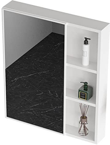 XMDEUR Badezimmer-Edelstahl-Badezimmer-Spiegelschrank, Kleiner Badezimmer-Spiegelschrank, wandmontierter Spind mit Spiegel, Spiegel mit Tür, Aufbewahrungseinheit, klare Spiegelschränke
