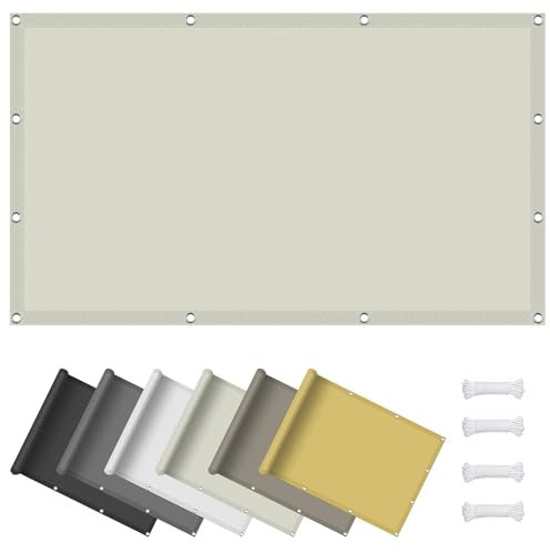 Tenda a Vela Quadrata 300 x 400 cm Tenda da Sole per Esterni, Rettangolare Impermeabile con Occhielli, Pes Protezione UV 98%, per Esterno Terrazza Giardino, Avorio