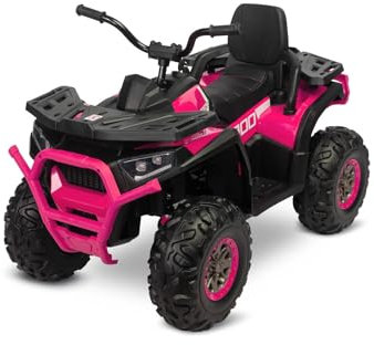 TOYZ - Quad Kinder - Akkubetriebenes Fahrzeug Terrra für Kinder - Interaktives Lenkrad - LED-Leuchten - Zwei Fahrgeschwindigkeiten - Für Kinder ab 3 bis 8 Jahre - 107x66x79 cm - Rosa