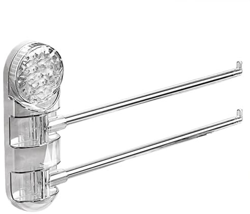 Meiliyizu Soporte para toallas con ventosa, potente toallero para colgar toallas de baño, elegante colgador de toallas con ventosa, organizador de toallas montado en la pared para baño, plateado, 2