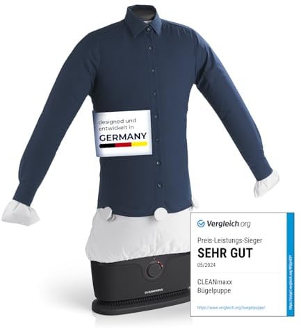 CLEANmaxx Repassage automatique de chemises PRO | Remplace le fer à repasser, le défroisseur vapeur et le steamer | Appareil de repassage pour chemises, chemisiers & t-shirts | Innovant & efficace