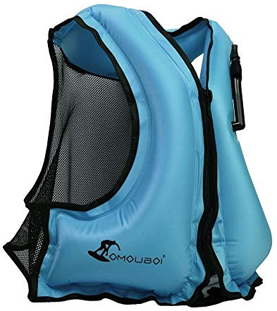 FORWEWAY Gilet de flottabilité Gonflable Adulte léger pour Snorkeling Kayak pêche, Aide à la flottabilité Portable en Polyester, réglable Homme Femme Jusqu’à 100 kg