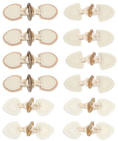 Knebelknöpfe,Osuter 12 Stück Knebelknöpfe Leder BastelnKnöpfe Vintage Knöpfe für Mantel Jacke Kleidung Nähen DIY - Kinderversion (Weiß)