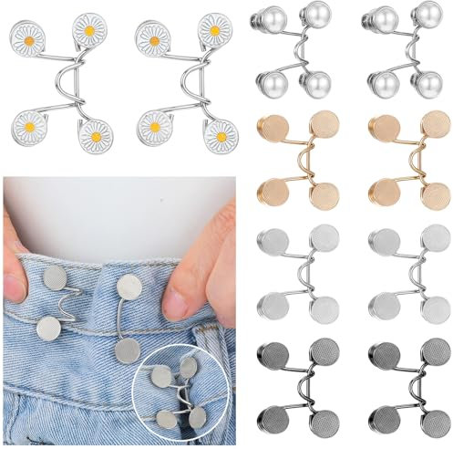 JIYIN 10 Jean Knopfnadeln,Hose Enger Machen Clip Hosenknopf Zum Enger Machen Nähfreiknopf Button Pins Hosen Verkleinern Clip für Hosen Jeans