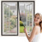 WENT Fliegengitter Fenster ohne Bohren 160x135 cm, Robustes Polyester Netz, Schnell montiert & wiederverwendbar, Insektenschutz Fenster Mückenschutz mit automatischem Verschluss, Schwarz
