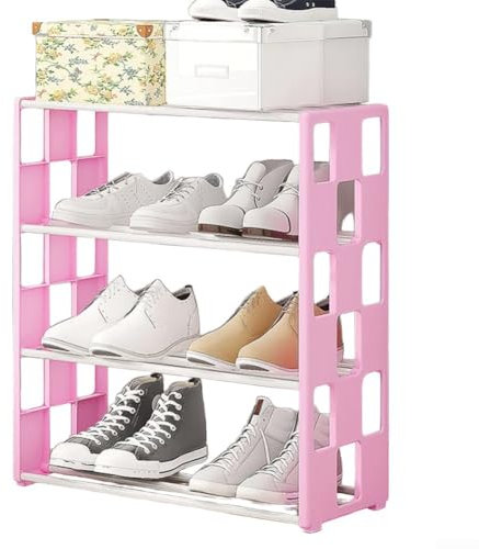 EXTRWORY Stabiler Schuhschrank mit modernem Look, perfekt für Schlafzimmer oder Flur (Rosa)