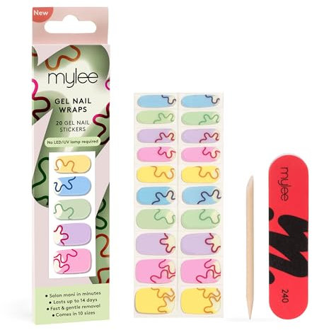 Mylee Gel Nail Wraps [Bloom Boom] – 10 Pre-Cured Gel Stickers for Instant Mani – No Lamp Needed, Chip-Resistant, Glossy Finish, Lasts Up to 14 Days – Easy to Apply, Vegan & Cruelty-Free