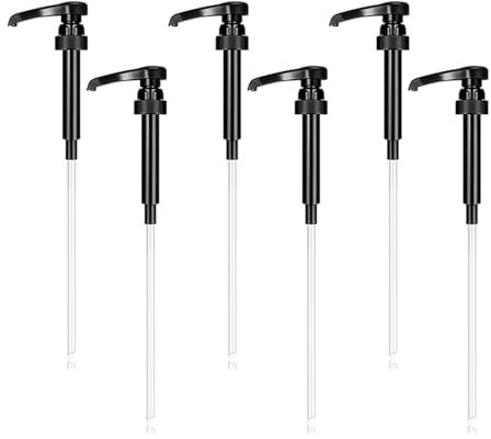 Coffee Syrup Pump, 6PCS Coffee Syrup Pump Dispenser, Universal Fit Syrup Pump for Most 750ml Kitchen Dinning Bar Accessories (Black)