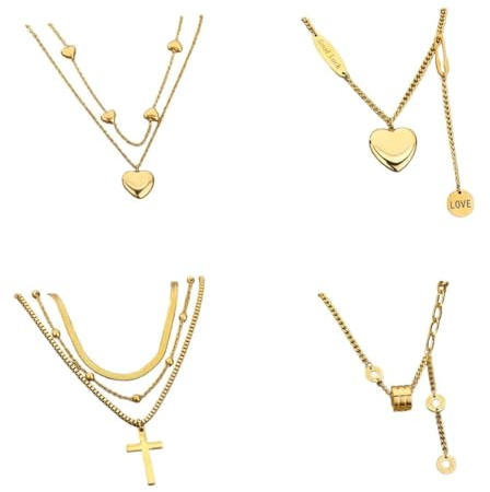 SBHXTDM Doppelschichtige Hohle Schlüsselbeinkette aus Edelstahl für Frauen, Punk-Hip-Hop-Streetwear-Schmuck, freie Größe, kein Edelstein