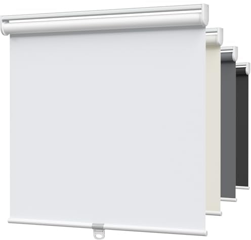 MYshade Blackout Cordless Roller Shades, Room Darkening Free-Stop Roll Up Blinds for Windows, Pull Down Blocking Blind for Home and Office, Easy to Install, 23 W X 72 H, White