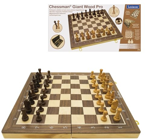 LEXIBOOK Chessman Giant Wood Pro Chess Set, CGM1000LXB | Foldable wooden chessboard with magnetic pieces