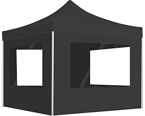Pergola - Tente de réception professionnelle pliable avec parois en aluminium - 3 x 3 m - Anthracite - Pour jardin, extérieur
