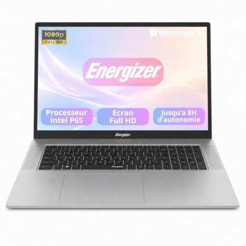 Energizer EnergyBook 18.5 Pouces FHD PC Portable (Intel P6500Y, RAM 8Go, SSD 256Go, Intel UHD Graphics 615, Win 11 Home) - Clavier AZERTY, Gris