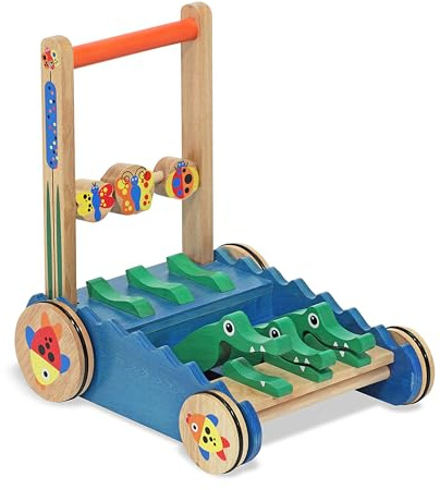 Melissa & Doug Deluxe Chomp and Clack Alligator Wooden Push Toy and Activity Walker