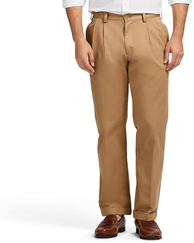 IZOD Herren Flat Front Classic Fit American Chino Hose mit Flacher Vorderseite, Klassische Passform, French Khaki, 34W / 32L