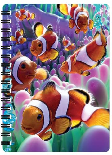 3D LiveLife Jotter - Clownfisch von Deluxebase. Linsenförmiges 3D Ocean A6 Spiralblock. Ein liniertes Notizbuch mit Kunstwerken, die vom bekannten Künstler David Penfound lizenziert wurden