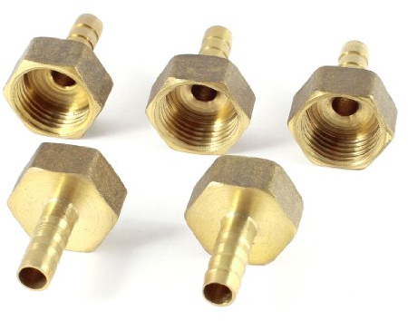 sourcing map 5 Piezas 1/2PT Hembra Rosca A 8mm Aire Manguera Púa Latón Recta Acoplador