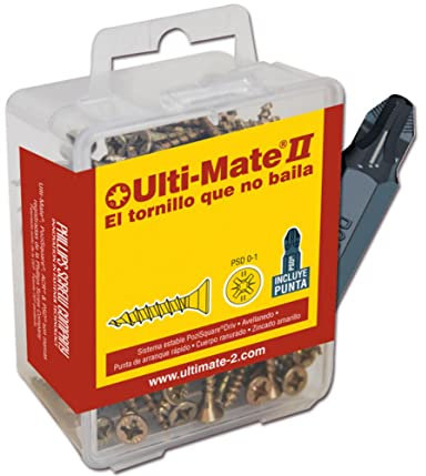 Ulti-Mate II S50060L1 - Pack de 40 tornillos para madera (5 x 60 mm) y punta PSD (25 mm) en caja grande