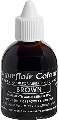 Sugarflair Brown Edible Airbrush Colour - Edible Food Colouring Airbrush Paint for Cakes, Cupcakes, Icing and Cake Decorations - 60ml