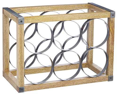 KitchenCraft Weinregal Industrial Kitchen für 6 Flaschen, Metall, Beige/grau, 30 x 18 x 18 cm