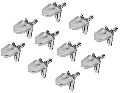 Gedotec Regalstütze Regal-Halter Metall Fach-Bodenträger zum Einbauen - H3129 | Befestigung für Glas-Böden | Stahl vernickelt | Stift mit Kunststoffauflage | 20 Stück - Glasbodenträger 3 mm für Möbel
