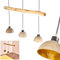 HOFSTEIN Pendelleuchte Ambri, moderne Hängelampe aus Beton/Holz in Beton/Gold, 3-flammig mit Textilkabel, Höhe max. 107 cm (kürzbar), 3 x E27, Retro/Vintage-Design, Höhe bis max. 107 cm