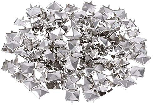 WedDecor 50pcs Square Pyramid Rivets 12mm Silver Punk Nail Head Studs Four-Jaw Studs Spikes Metal Leather Rivets for Decorating Belts, Bags, Shoes, Leathercrafts, Punk & Goth Fashion Accessories