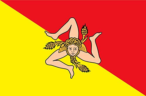 CC CASALINGHI Bandiera Siciliana Sicilia Trinacria 90x60 Centimetri con asola per Asta (Sicilia, 1 Pezzo)