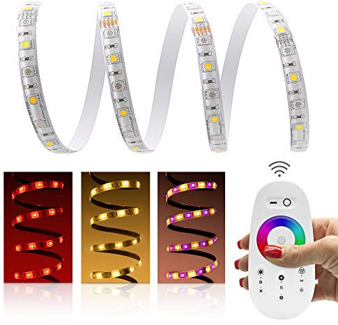 Premium 24V LED Streifen IP65 RGBW 2 x 30 LED/m 5050 Funk-SET & Installationsnetzteil Netzkabel 5m