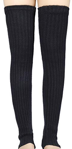 MengH-SHOP Stulpen Overknee Strümpfe Gestrickt Kniestrümpfe Winter Beinstulpen Strumpf Lange Beinwärmer Warme Socken Oberschenkel für Damen und Mädchen 1 Paar (Schwarz)