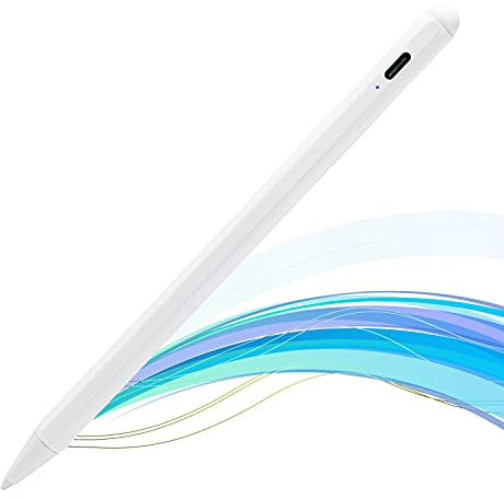 Stylet 2021 pour Apple Pencil 8ème génération iPad 10,2, paume 1,5 mm, stylet actif pour iPad 10,2 8ème génération, blanc