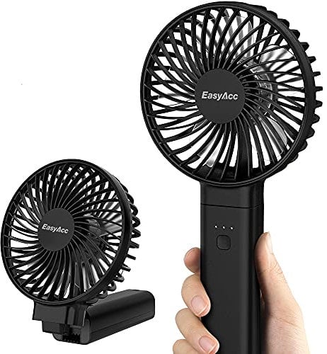 EasyAcc® Ventilatore Portatile a Batteria 17 Ore, Ventilatore a Mano Elettrico Pieghevole/4 Velocità/Ricaricabile/Silenzioso/USBC Ventilatore Portatile Viaggio Personale per Casa Tavolo All'aperto