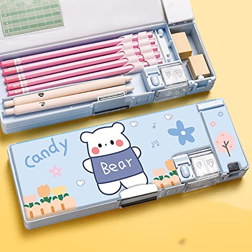 BEAGHTY Federmäppchen Rosa,Pop-Out-Fach mit Druckknopf,3 Fächer,Für die Schule,Für Jungen/Mädchen