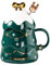 Christmas Coffee Mug with Lid, 500ml Large Capacity Christmas Cup Ceramic Tea Milk Cup Coffee Mug with Lid Spoon for Home Office and Camping，Green