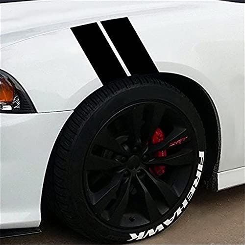 Ihreesy Auto Reflektierende Aufkleber - 4 Stücke Vinyl Racing Streifen, Sport Kotflügel Universal Wasserdicht Fender Sticker, Schwarz