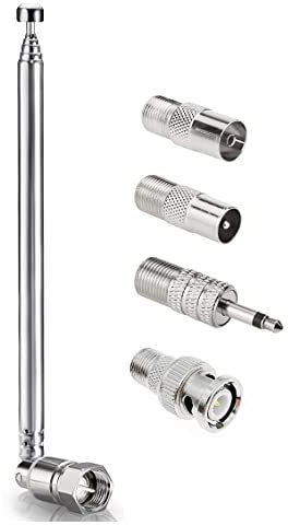JZK Dab FM Radio Telescopic Antenna With Jack Bnc Connector F Type Male Plug Adapter, Indoor Dab Radio Aerial Replacement