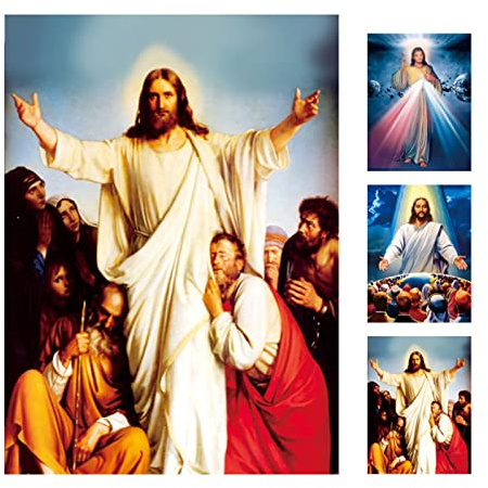 RILEYSON Holografisches 3D-Poster, Göttliche Barmherzigkeit, Jesus Christus, religiöse, heilige Wandkunst, Dekoration für Zuhause, nicht gerahmt, 30 x 40 cm
